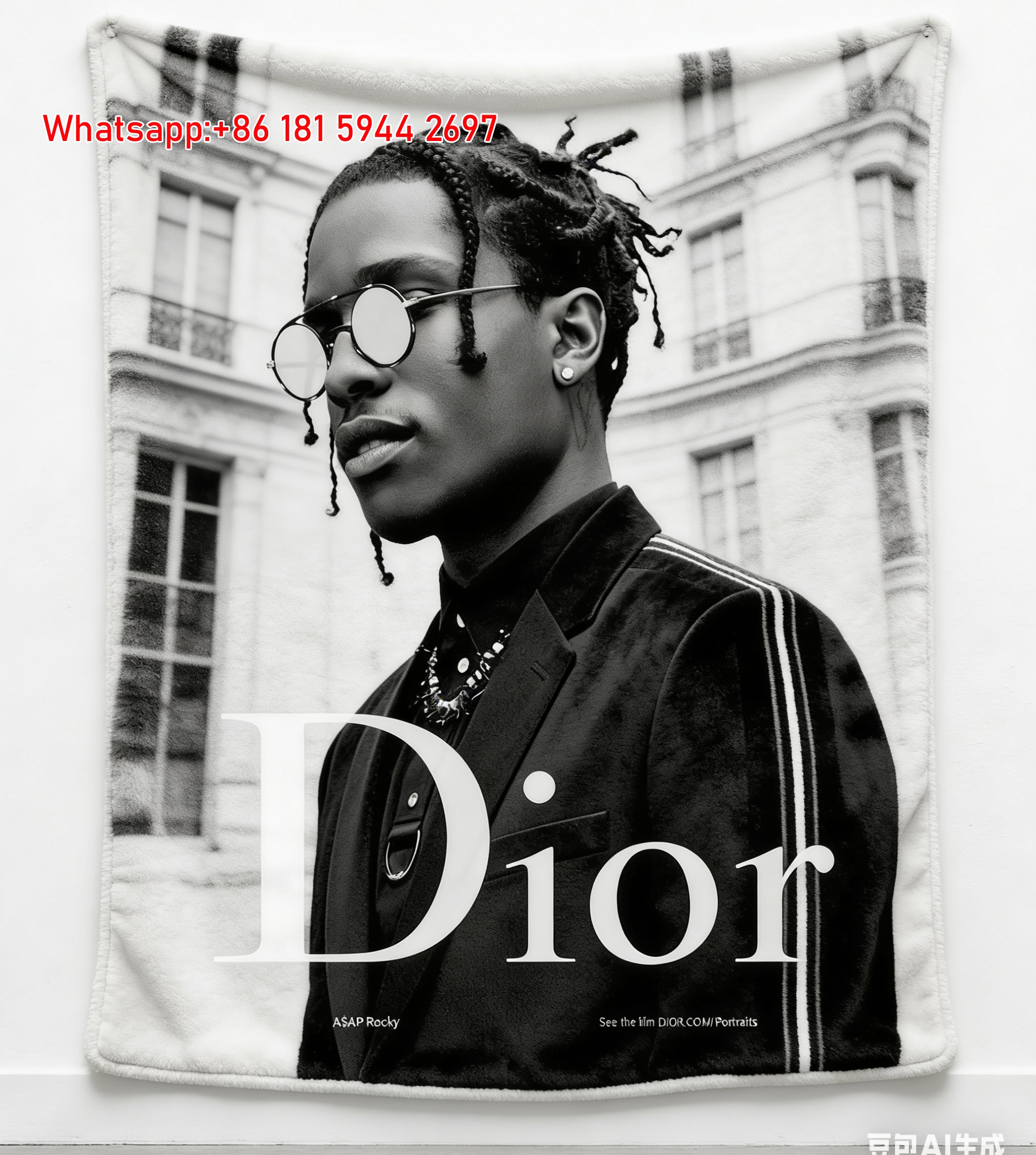 ASAP Rocky x Dior Flannel Sofa Throw Blanket D070